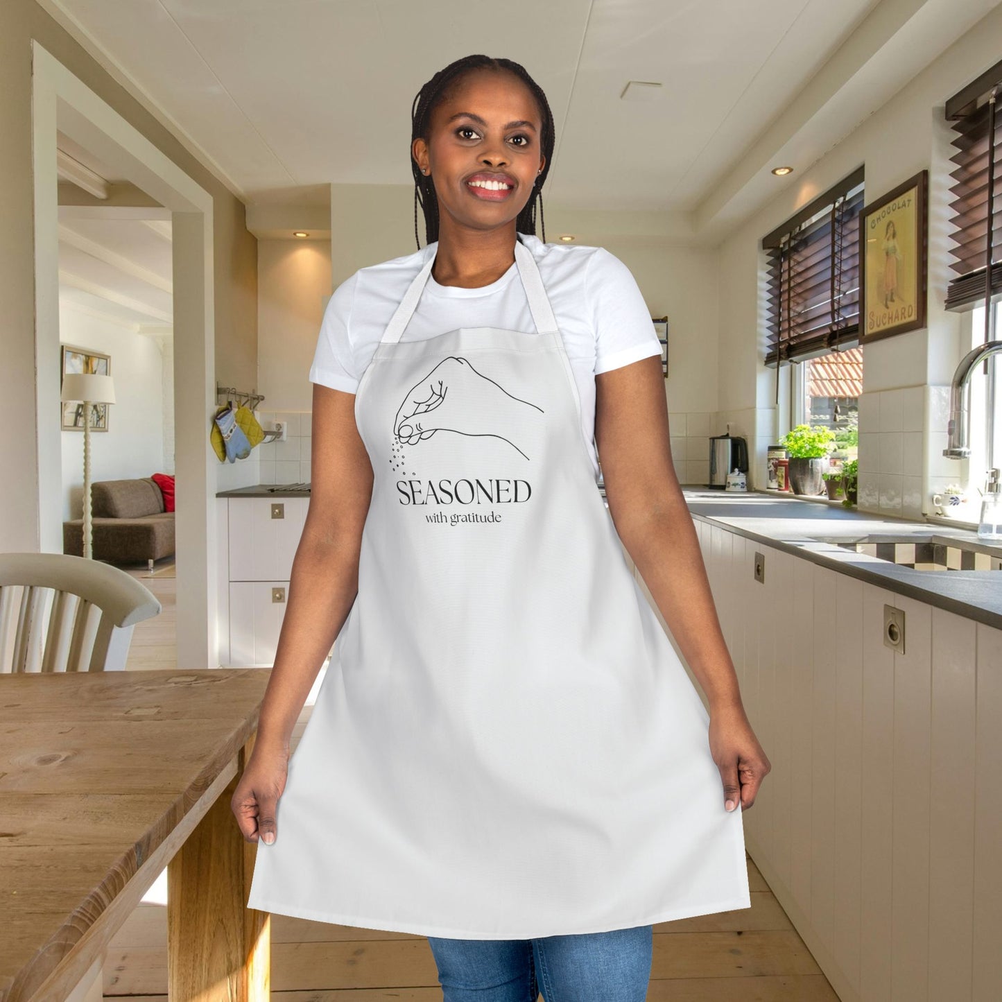 Seasoned with Gratitude Apron - Stylish Chef's Gift, Kitchen Essential, Baking or Cooking Gift, Baking Accessory, Mothers Day, Gift for Her