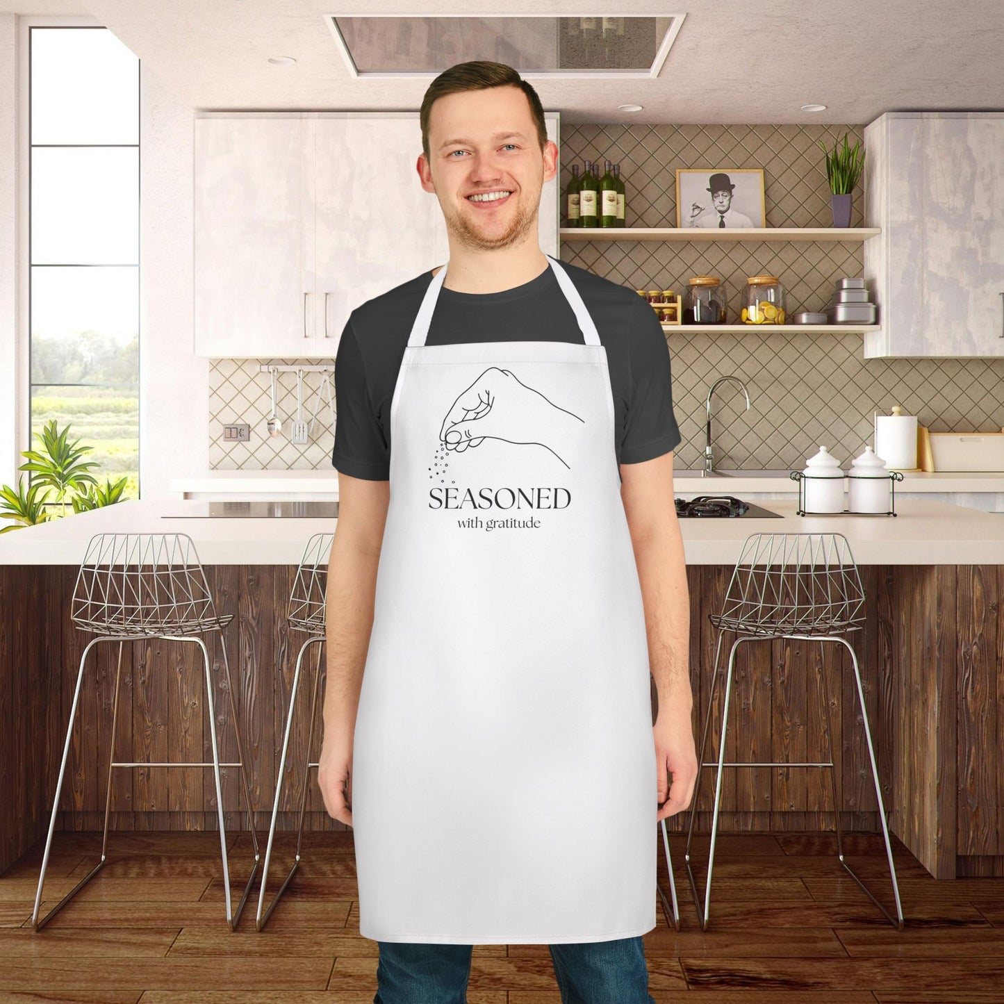 Seasoned with Gratitude Apron - Stylish Chef's Gift, Kitchen Essential, Baking or Cooking Gift, Baking Accessory, Mothers Day, Gift for Her