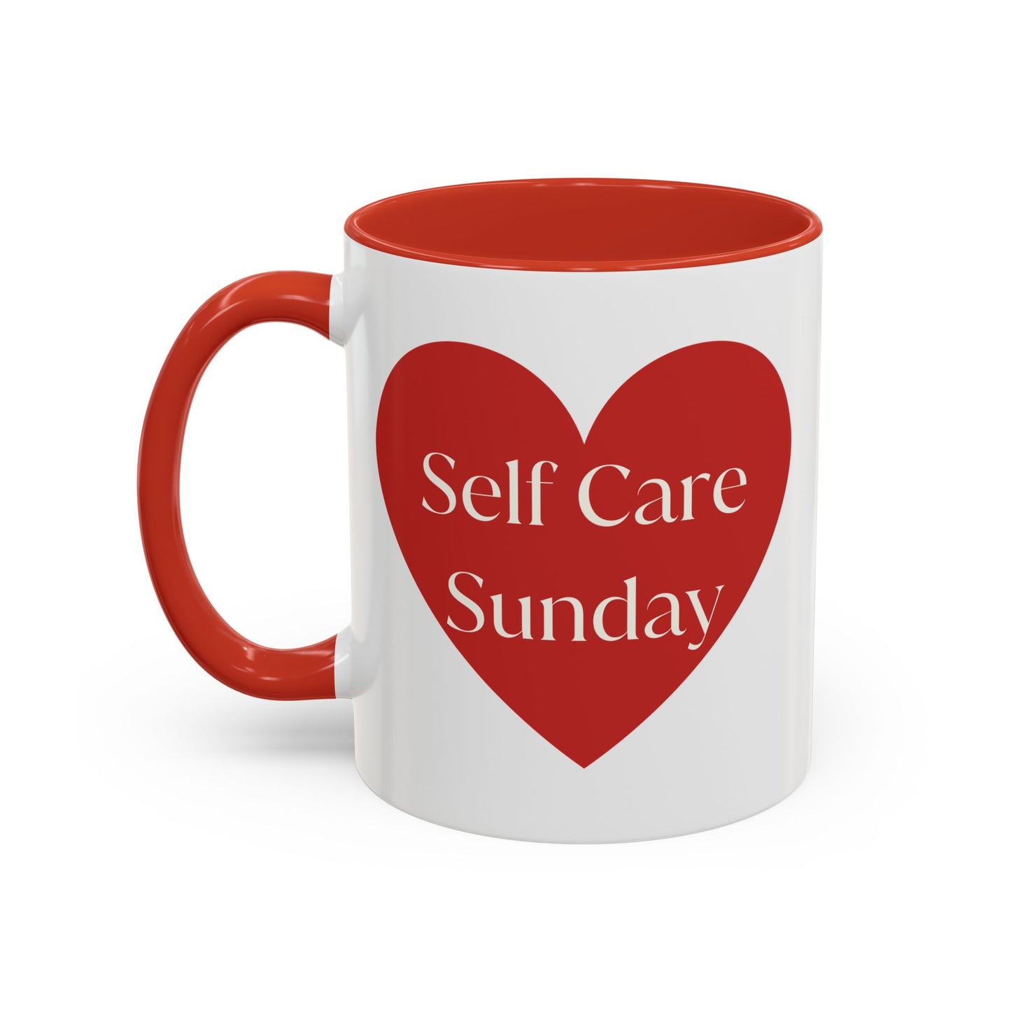 Self Care Sunday Mug with Hearts, Self Love Coffee Cup, Valentines Day Gift, Gift for Her