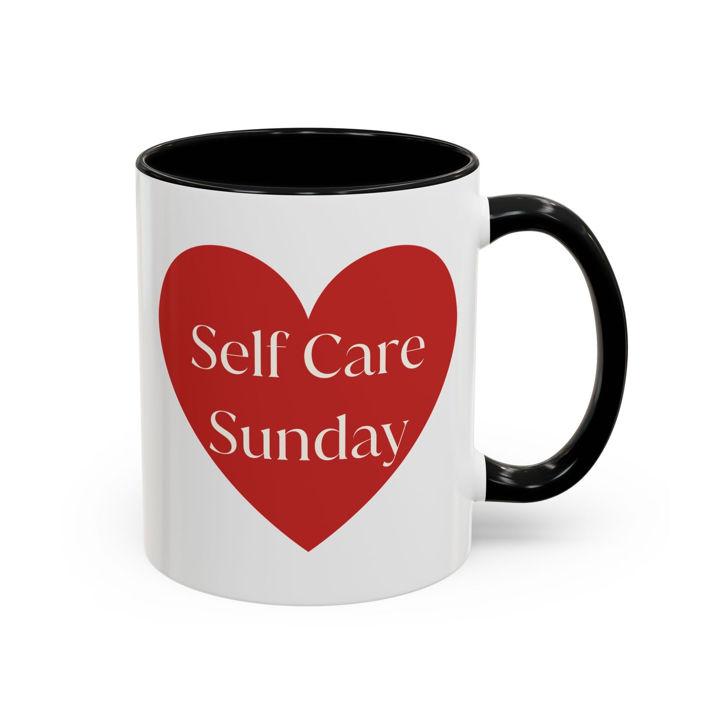 Self Care Sunday Mug with Hearts, Self Love Coffee Cup, Valentines Day Gift, Gift for Her