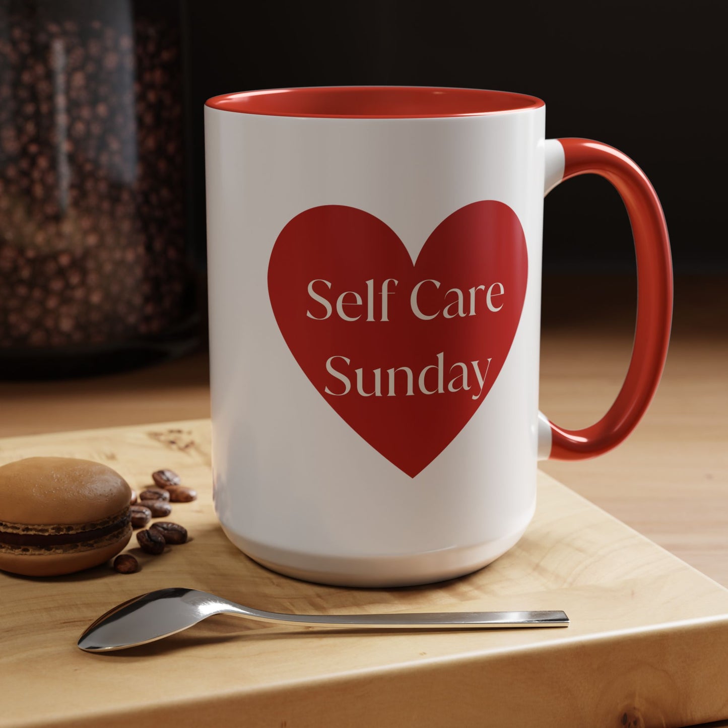 Self Care Sunday Mug with Hearts, Self Love Coffee Cup, Valentines Day Gift, Gift for Her