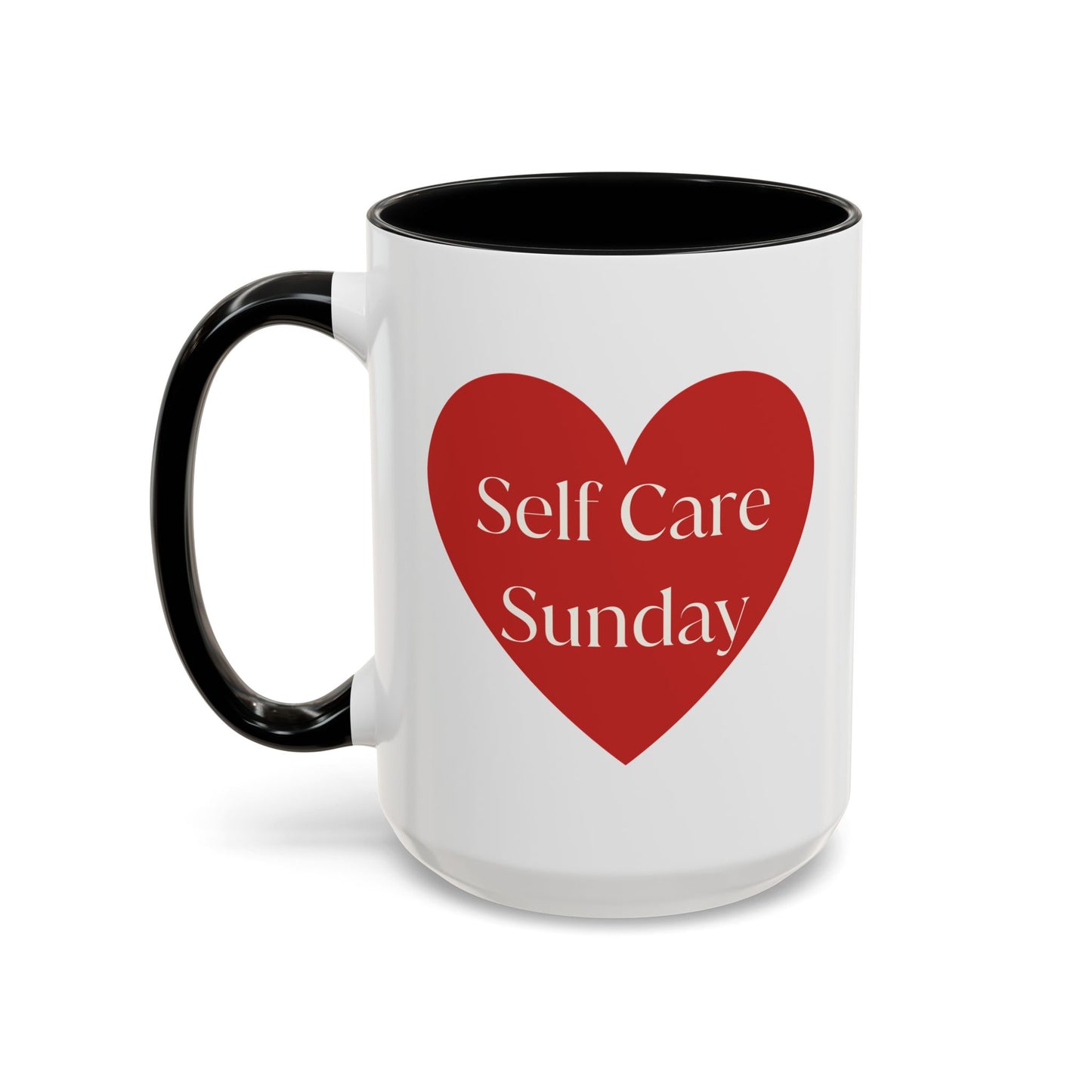 Self Care Sunday Mug with Hearts, Self Love Coffee Cup, Valentines Day Gift, Gift for Her