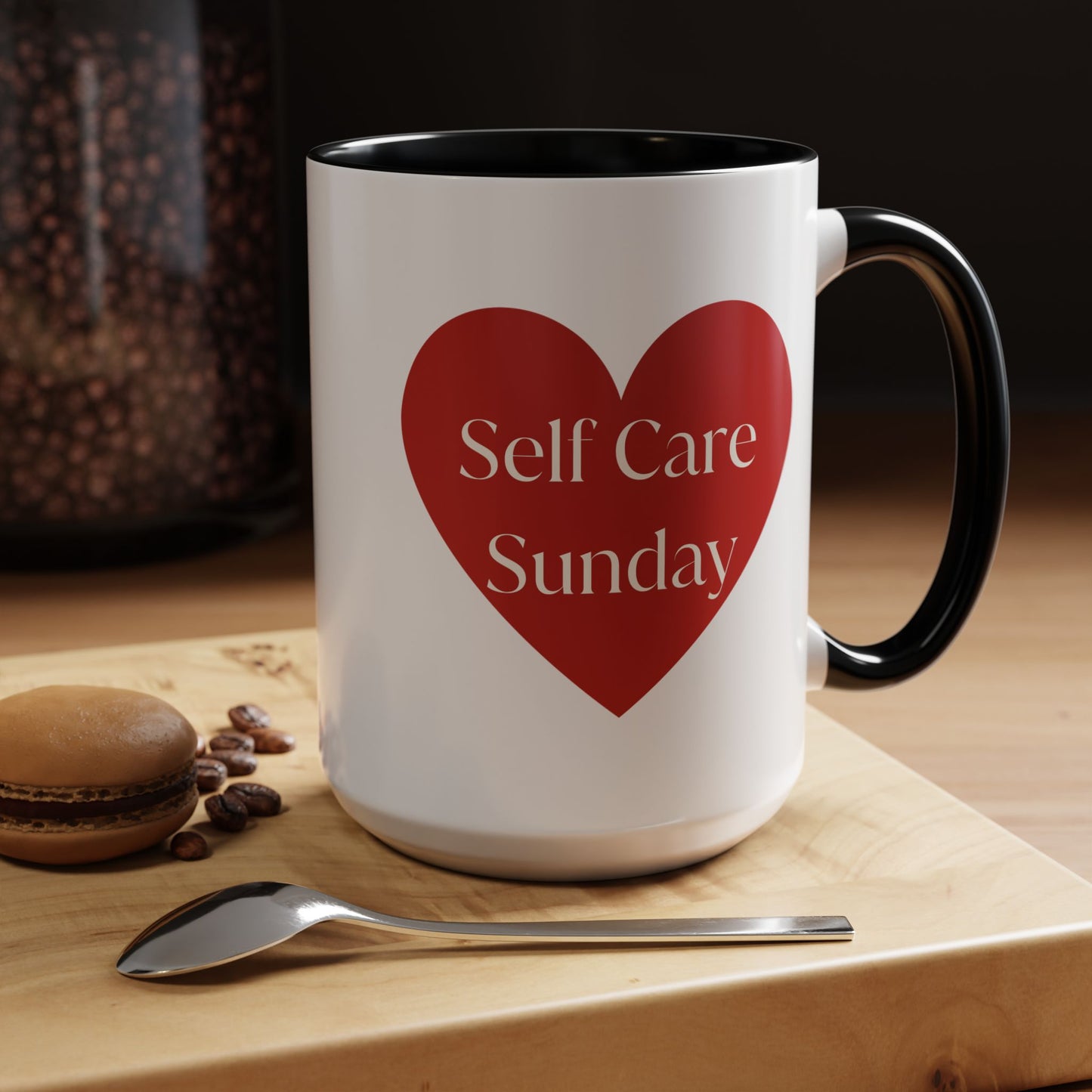 Self Care Sunday Mug with Hearts, Self Love Coffee Cup, Valentines Day Gift, Gift for Her