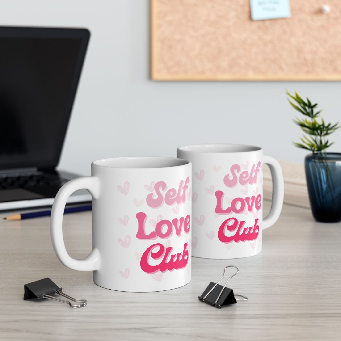 Self Love Club Mug, Heart Patterned Coffee Cup, Valentine's Day Gift, Self Care Gift, Coffee Mug, Gift for Her