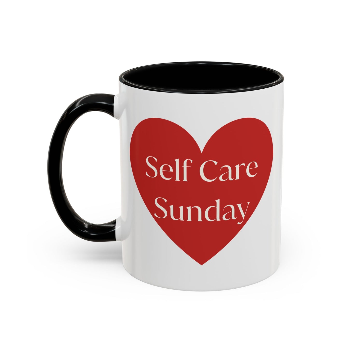 Self Care Sunday Mug with Hearts, Self Love Coffee Cup, Valentines Day Gift, Gift for Her