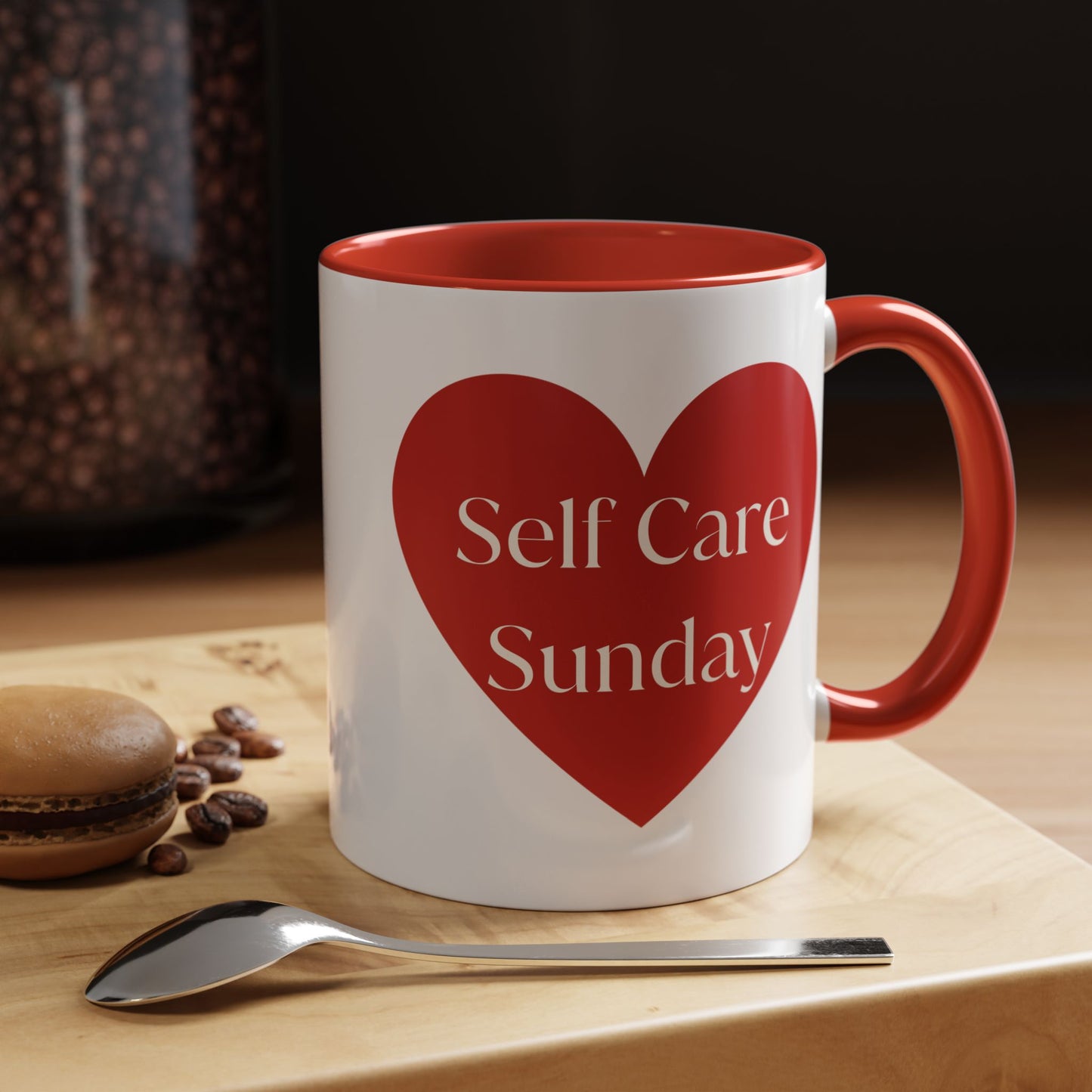 Self Care Sunday Mug with Hearts, Self Love Coffee Cup, Valentines Day Gift, Gift for Her