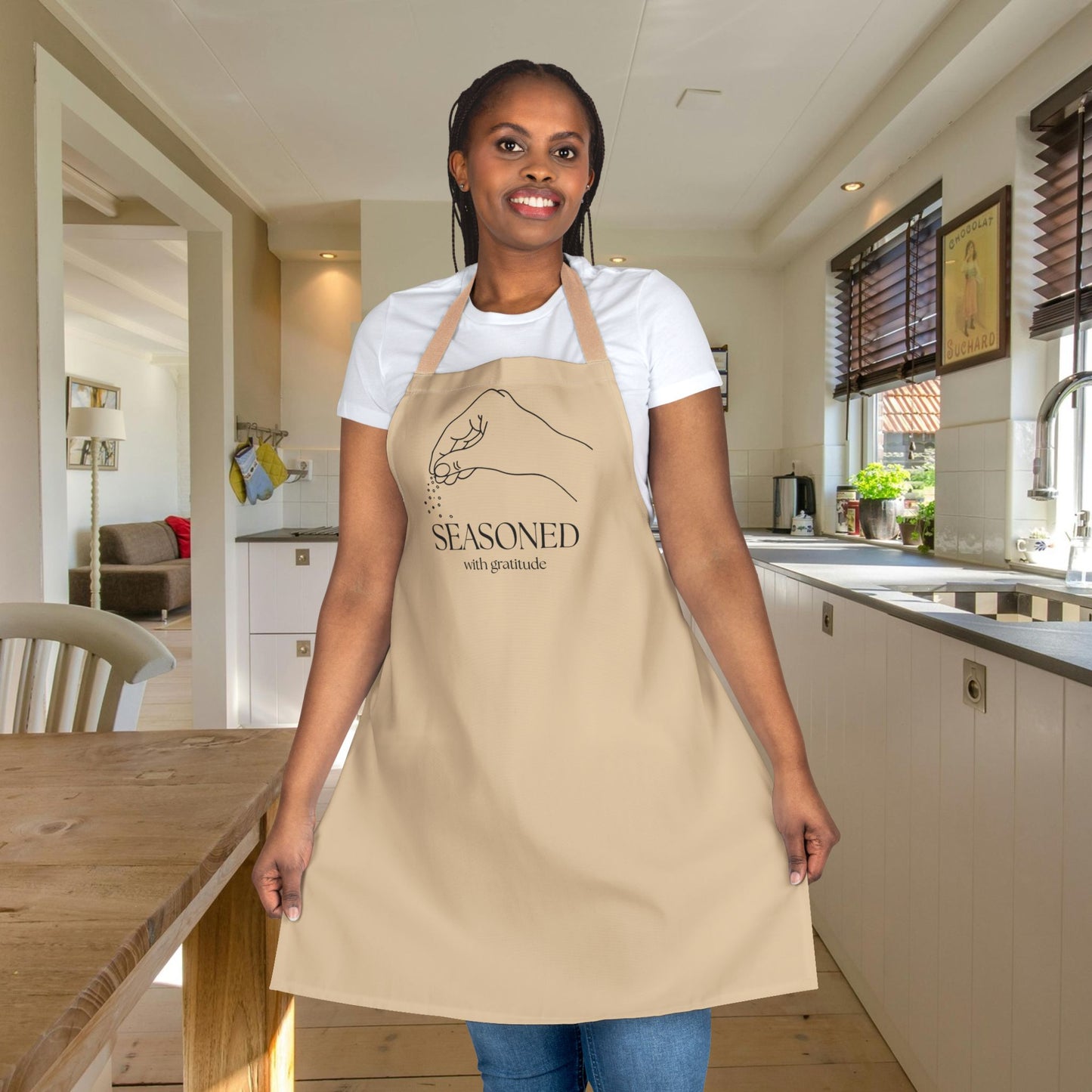Seasoned with Gratitude Apron - Stylish Chef's Gift, Kitchen Essential, Baking or Cooking Gift, Baking Accessory, Mothers Day, Gift for Her
