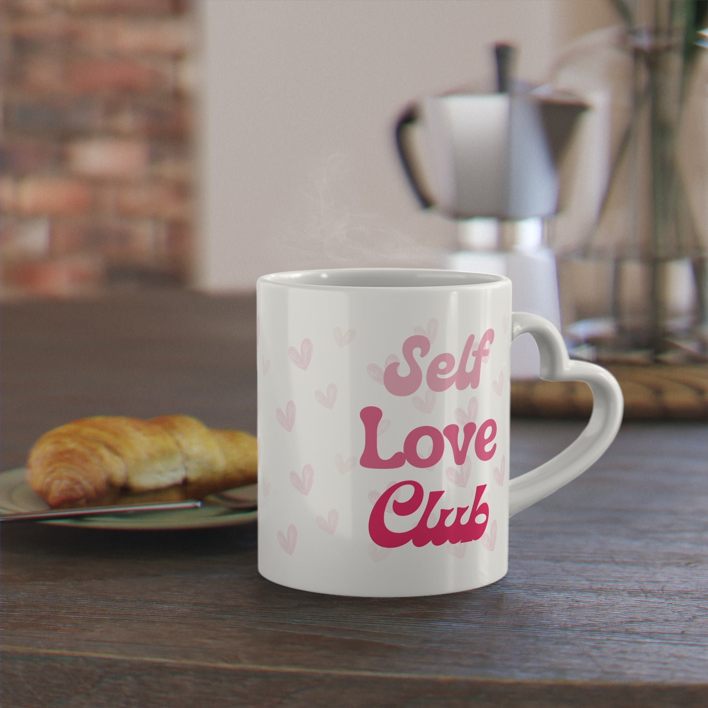 Self Love Mug (11 oz), Heart-Shaped Mug, Gifts for Her, Self Care Mug