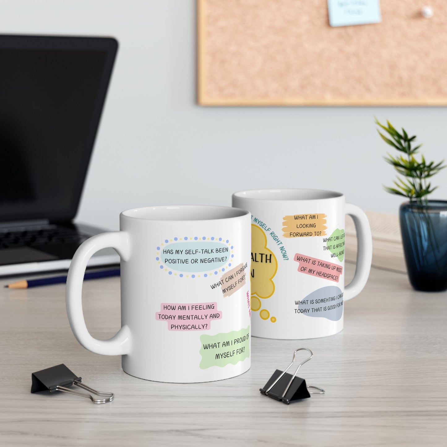Mental Health Check In Mug (11oz or 15oz), Self Care Gift, Self Love Coffee Cup, Gift for Her
