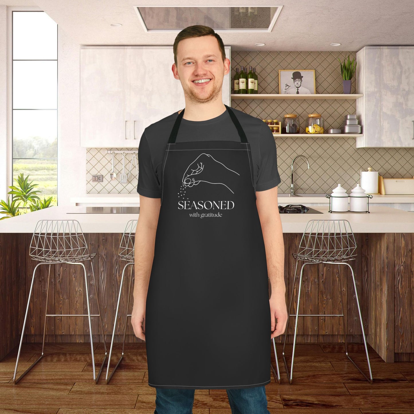 Seasoned with Gratitude Apron - Stylish Chef's Gift, Kitchen Essential, Baking or Cooking Gift, Baking Accessory, Mothers Day, Gift for Her