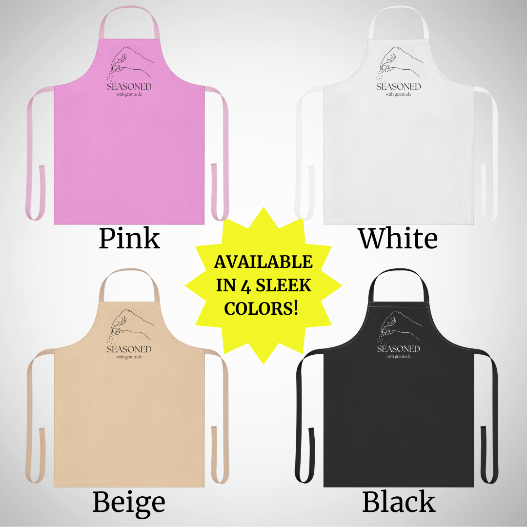 Seasoned with Gratitude Apron - Stylish Chef's Gift, Kitchen Essential, Baking or Cooking Gift, Baking Accessory, Mothers Day, Gift for Her