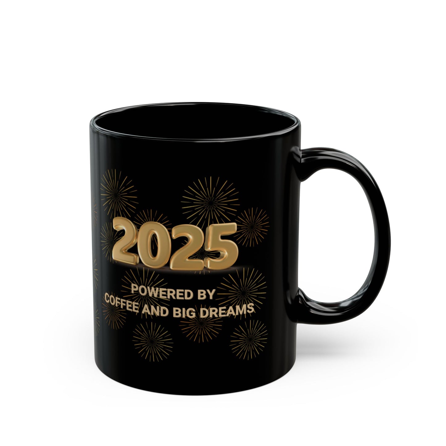 New Years 2025 Mug, 'Powered by Coffee and Big Dreams', Gift for Coffee Enthusiast, Funny Mug, Office Mug