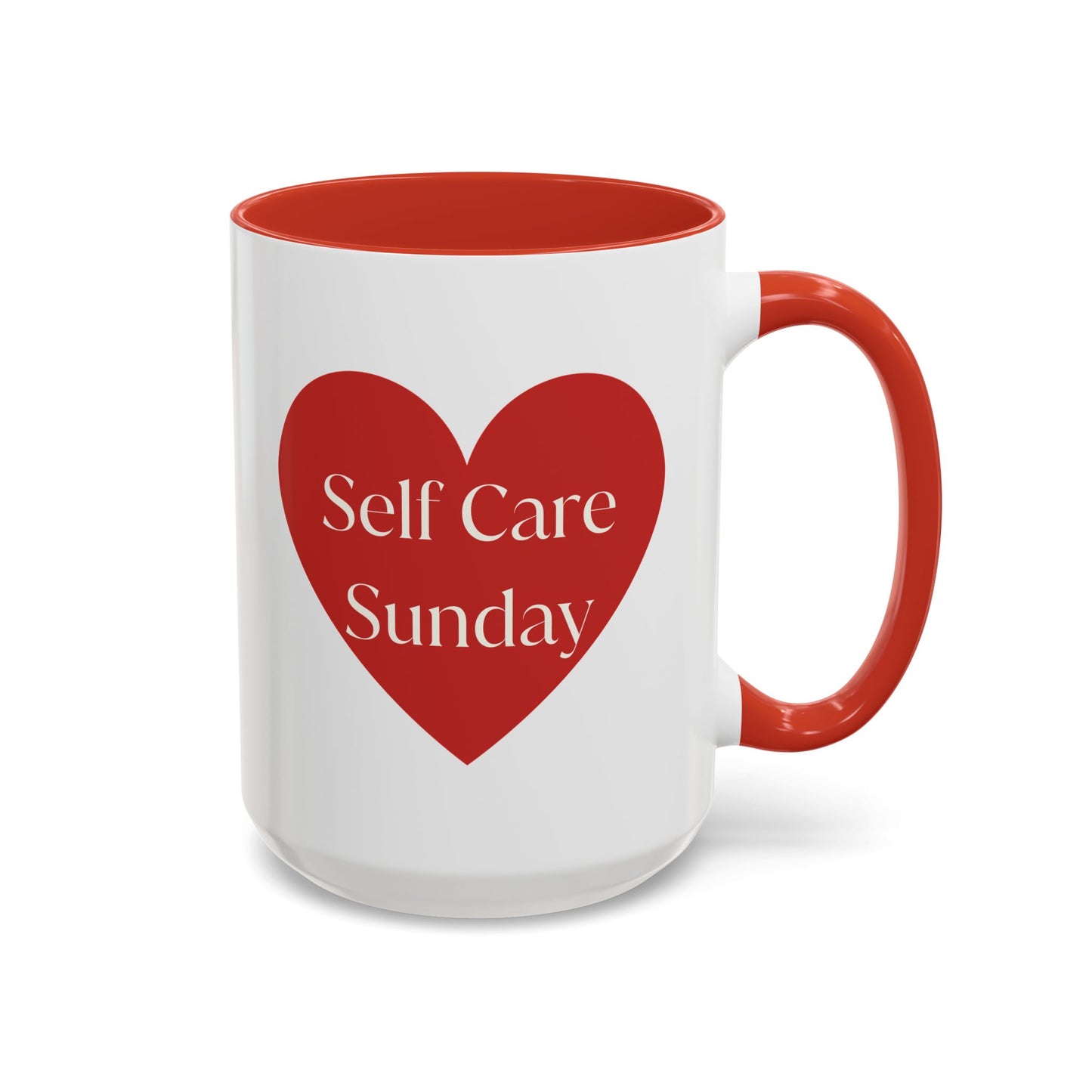Self Care Sunday Mug with Hearts, Self Love Coffee Cup, Valentines Day Gift, Gift for Her