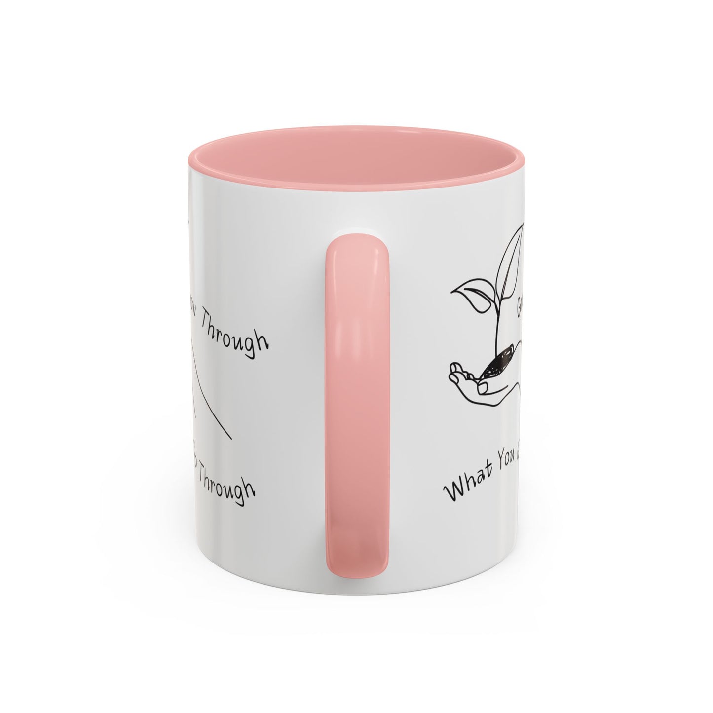 Mental Health Mug, Inspirational Coffee Cup, Mug with Flowers, Gift for Her, 'Grow Through What You Go Through' Coffee Cup