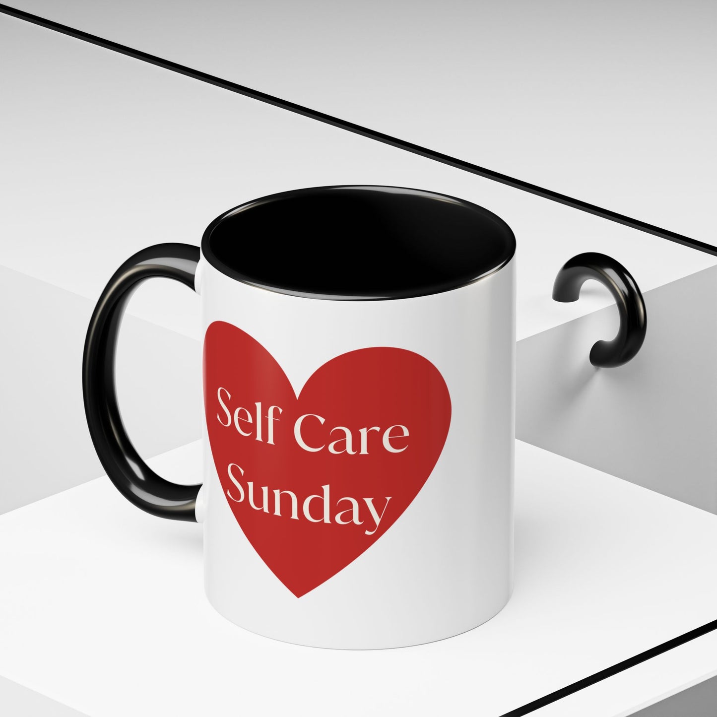 Self Care Sunday Mug with Hearts, Self Love Coffee Cup, Valentines Day Gift, Gift for Her