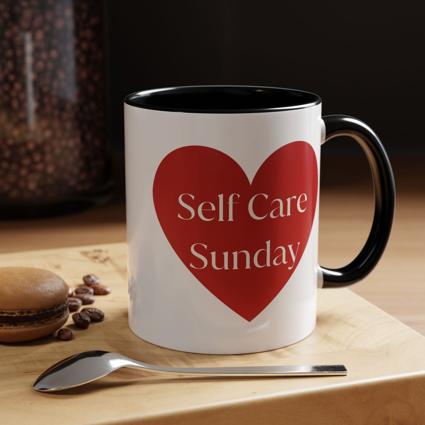 Self Care Sunday Mug with Hearts, Self Love Coffee Cup, Valentines Day Gift, Gift for Her