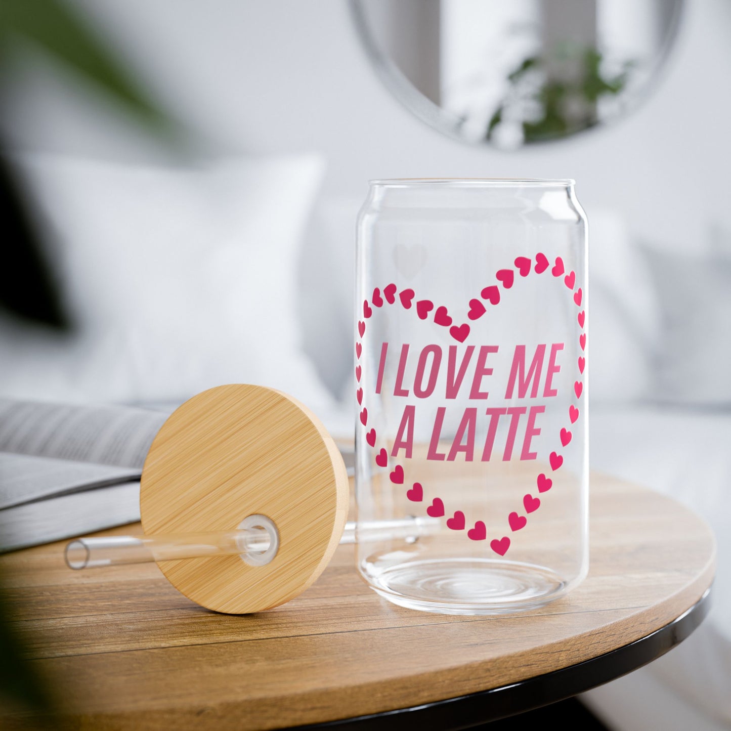 Self Love Sipper Glass, Self Care Tumbler, Valentines Day Gift, Gifts for Her, Cute Cup, Iced Coffee Cup