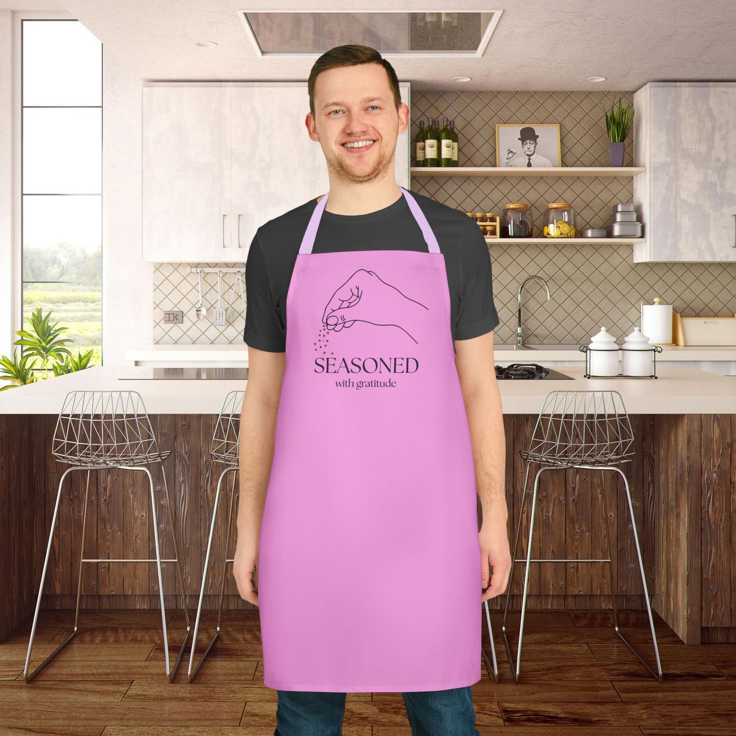 Seasoned with Gratitude Apron - Stylish Chef's Gift, Kitchen Essential, Baking or Cooking Gift, Baking Accessory, Mothers Day, Gift for Her