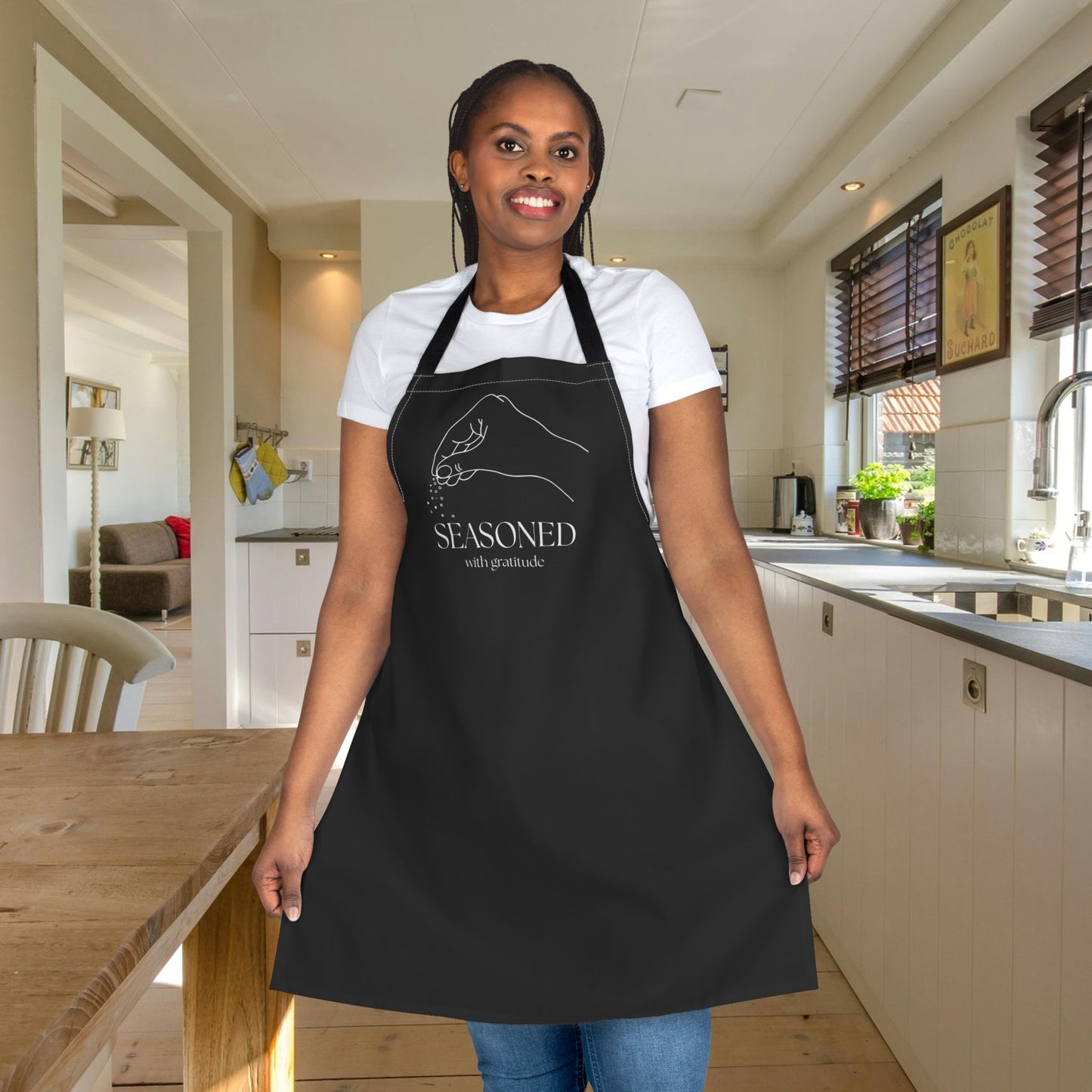 Seasoned with Gratitude Apron - Stylish Chef's Gift, Kitchen Essential, Baking or Cooking Gift, Baking Accessory, Mothers Day, Gift for Her