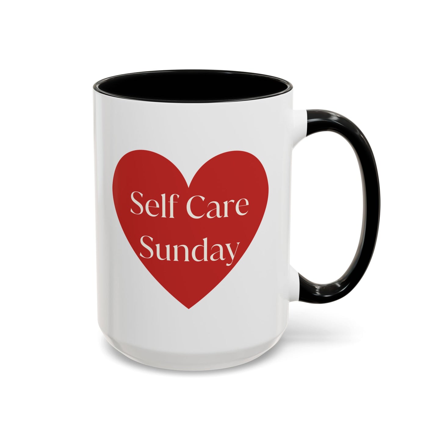 Self Care Sunday Mug with Hearts, Self Love Coffee Cup, Valentines Day Gift, Gift for Her