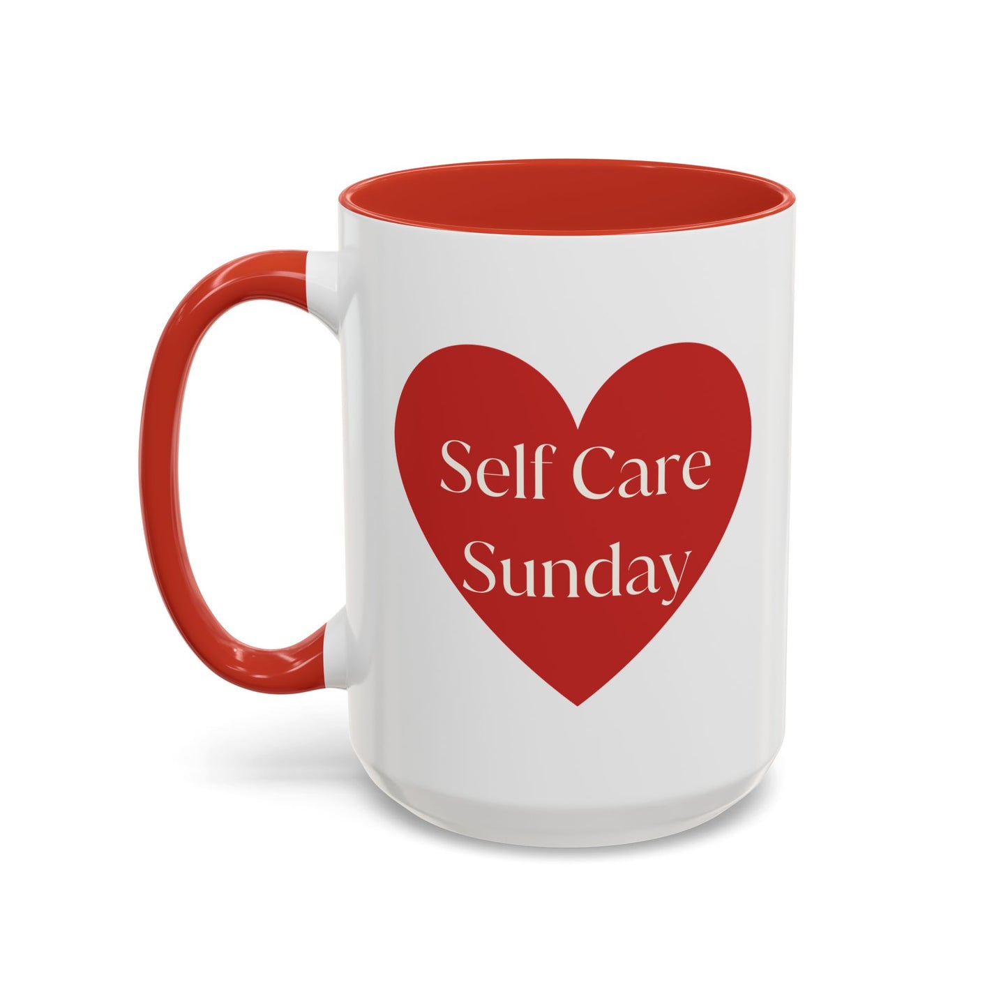 Self Care Sunday Mug with Hearts, Self Love Coffee Cup, Valentines Day Gift, Gift for Her
