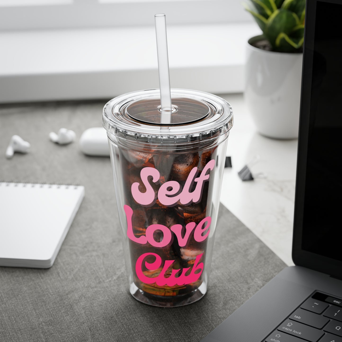 Self Love Club Tumbler, Self Care Cup, Gift for Her, Acrylic Travel Sipper Cup