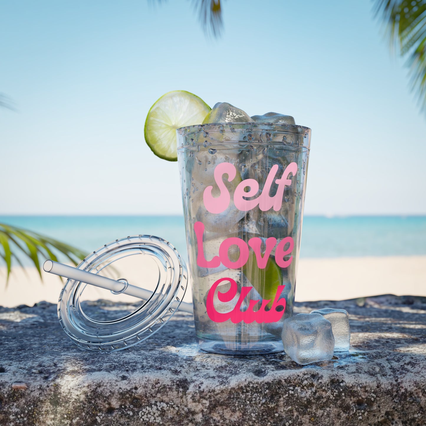 Self Love Club Tumbler, Self Care Cup, Gift for Her, Acrylic Travel Sipper Cup